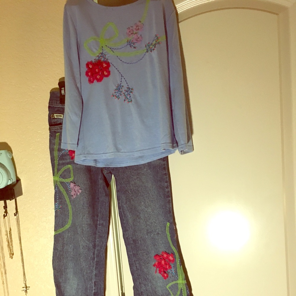Kids The English roses jeans and shirt set